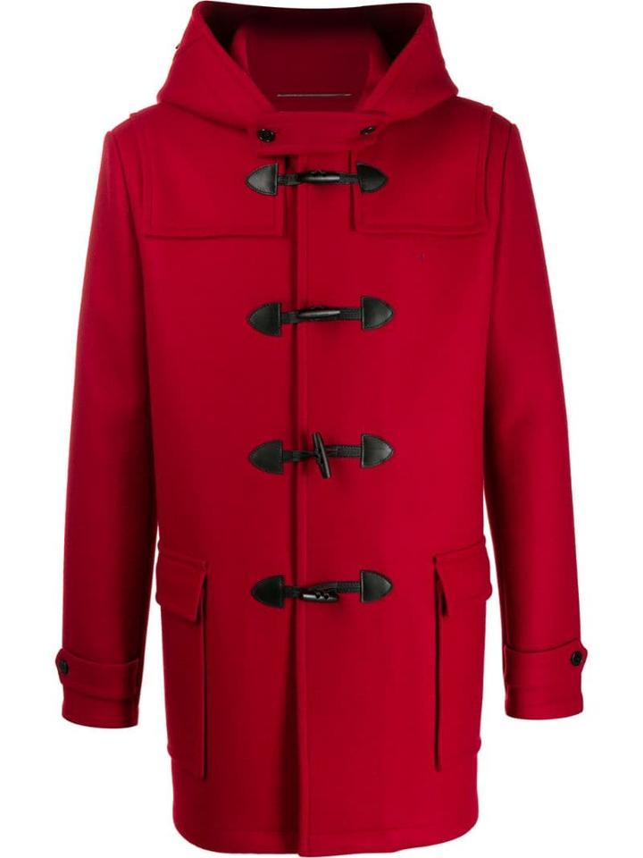Saint Laurent Hooded Duffle Coat - Red