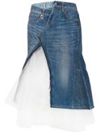 Junya Watanabe Tulle Insert Denim Skirt - Blue