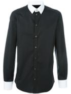 Dolce & Gabbana Contrast Shirt, Men's, Size: 39, Black, Cotton