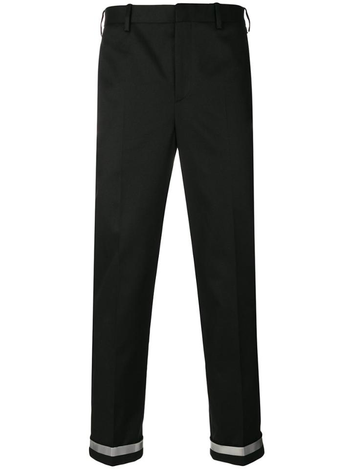 Neil Barrett Contrast Cuff Stripe Trousers - Black