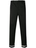 Neil Barrett Contrast Cuff Stripe Trousers - Black