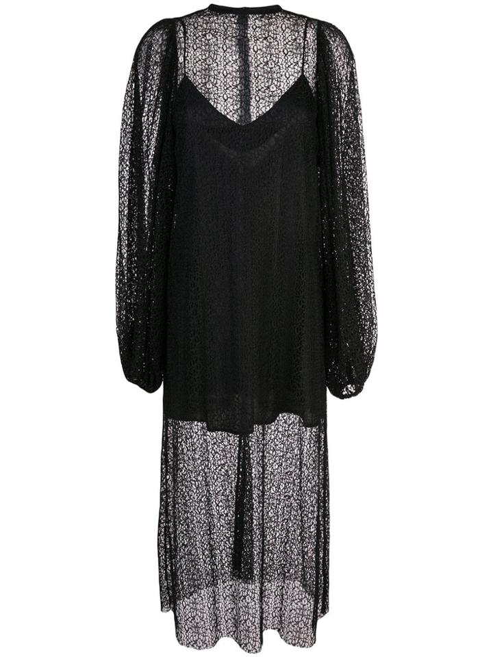 Beaufille Layered Crochet Midi Dress - Black