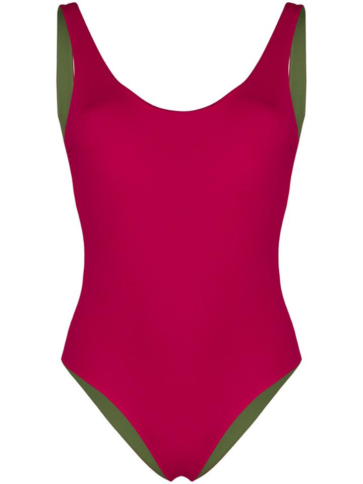 Fisico Reversible Ruched Side Swimsuit - Pink & Purple