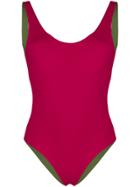 Fisico Reversible Ruched Side Swimsuit - Pink & Purple