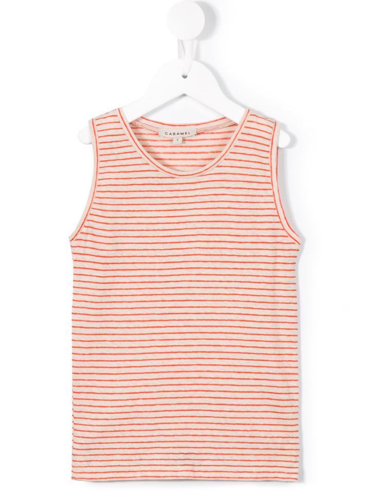 Caramel - Cabbage Stripe Tank - Kids - Cotton/linen/flax - 10 Yrs, Girl's, Yellow/orange