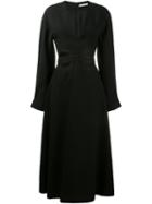 Emilia Wickstead Cut-out Flared Dress, Women's, Size: 6, Black, Silk/polyamide/polyester