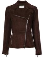 The Row Paylee Asymmetric Suede Biker Jacket - Brown