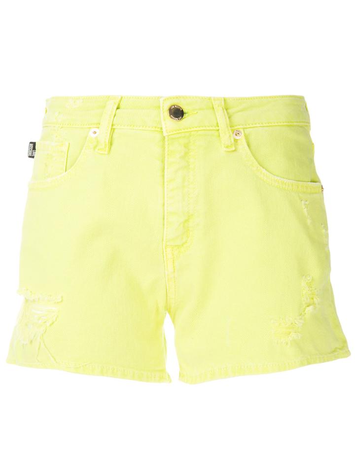 Love Moschino Distressed Denim Shorts - Yellow & Orange