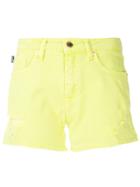 Love Moschino Distressed Denim Shorts - Yellow & Orange