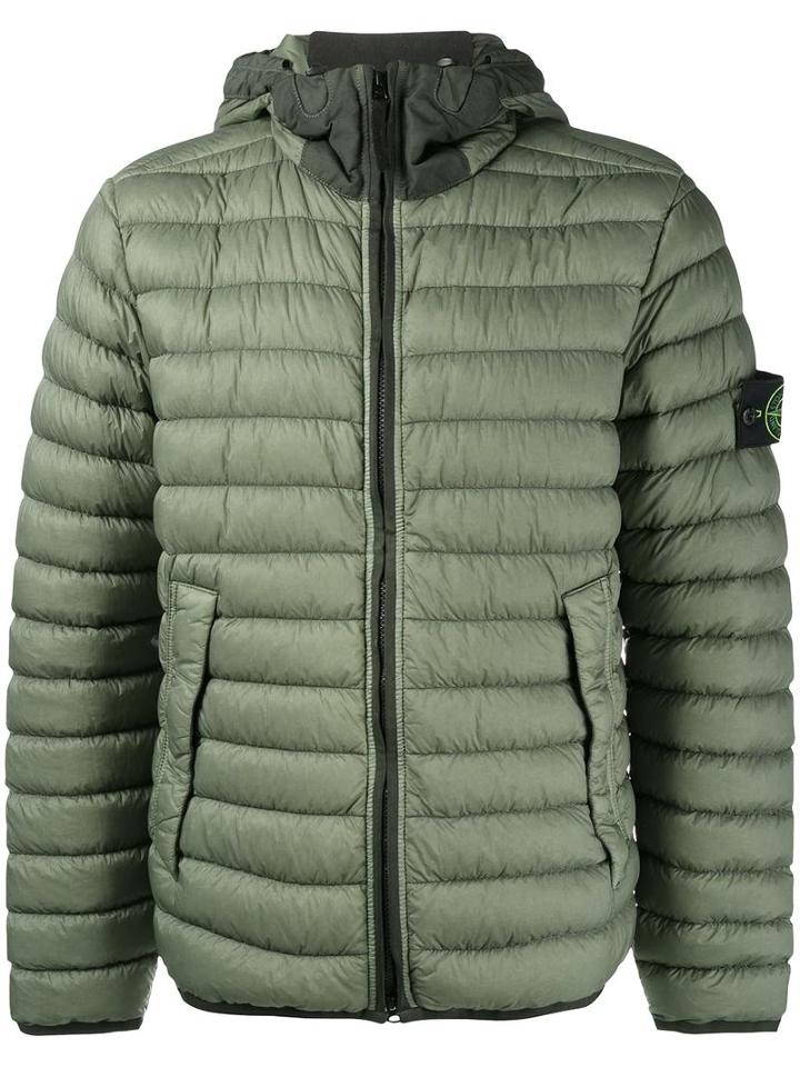 Stone Island Hooded Down Jacket, Men's, Size: Xxl, Green, Polyamide/duck Feathers/polyurethane Resin