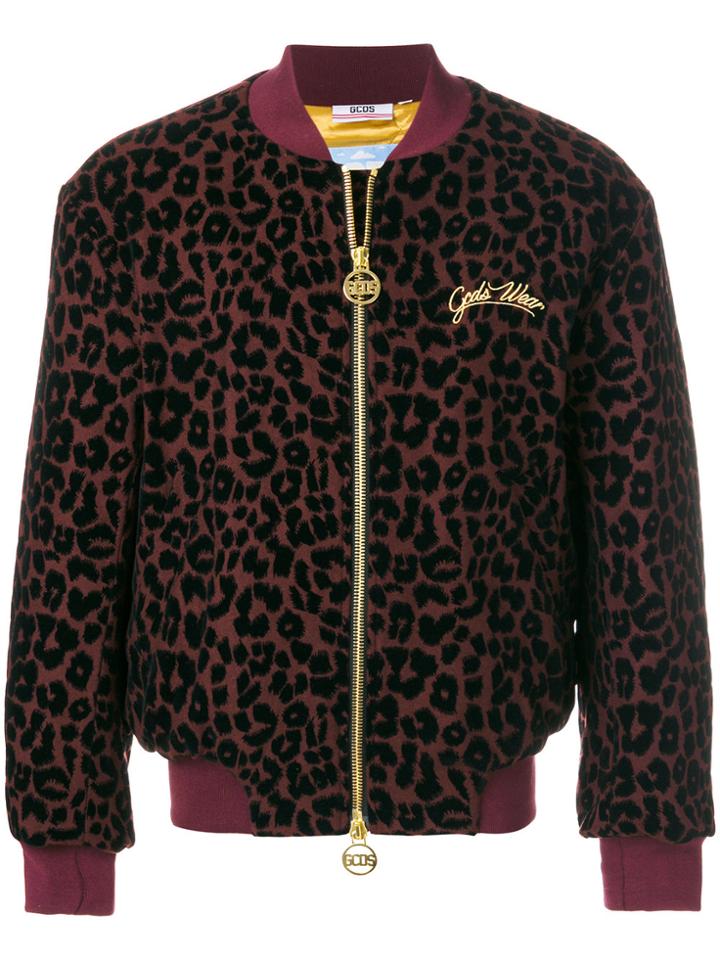 Gcds Leopard Zipped-up Jacket - Red
