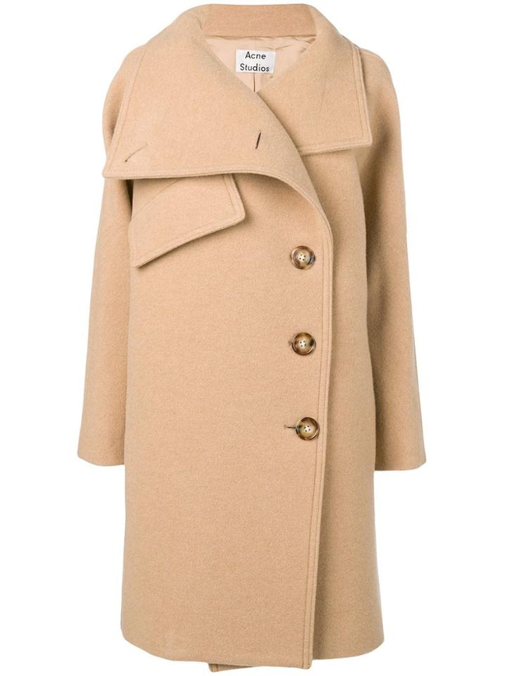 Acne Studios Funnel Neck Coat - Brown