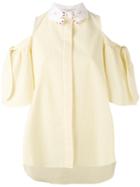 Vivetta - Cold-shoulder Shirt - Women - Cotton - 44, Yellow/orange, Cotton
