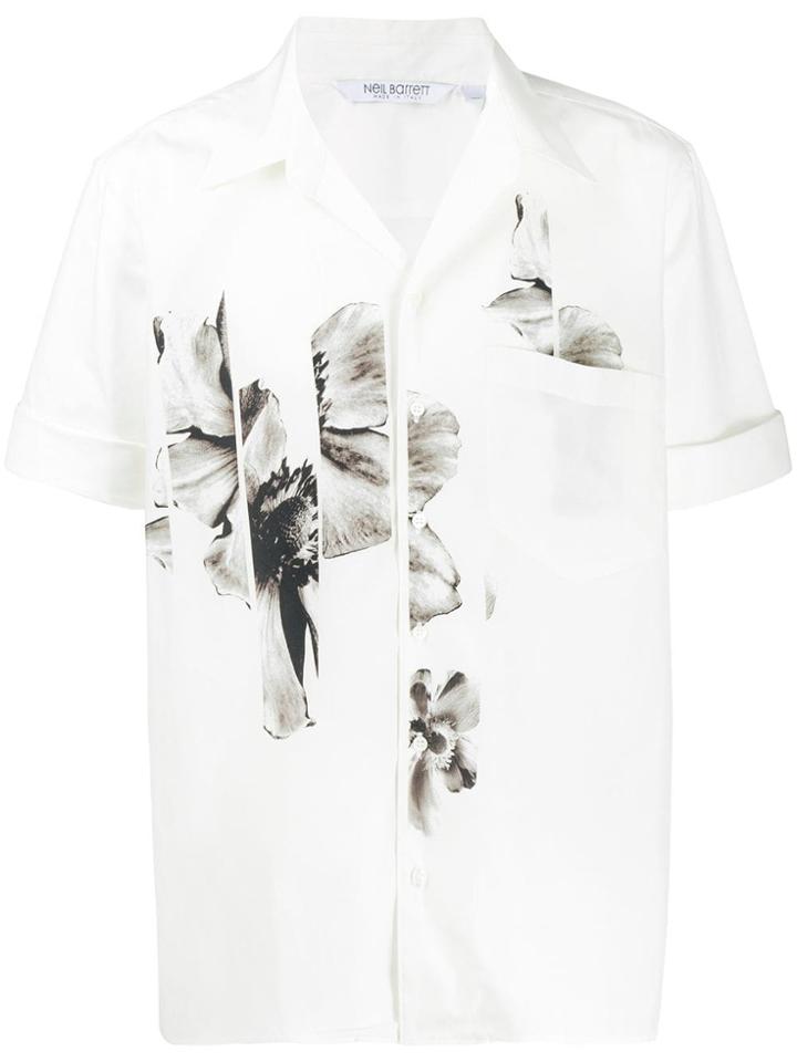 Neil Barrett Floral Panel Shirt - White