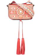 Moschino Mexican Embroidery Shoulder Bag, Women's, Red, Leather