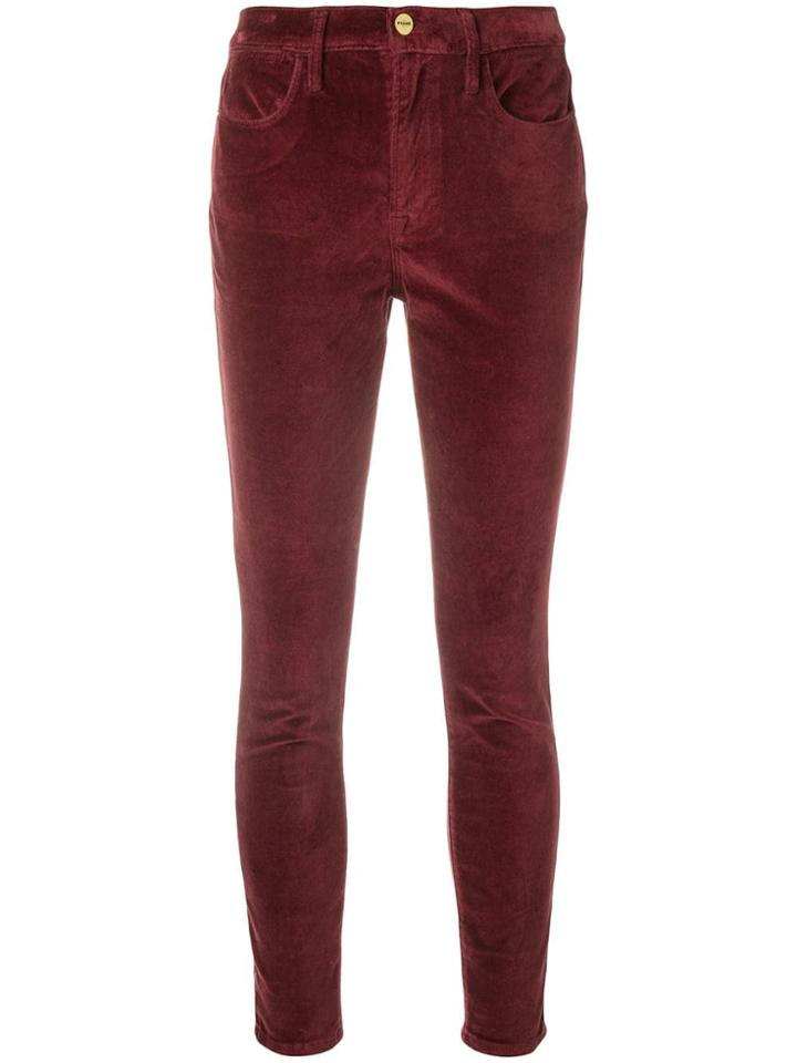Frame Denim Velvet Slim Trousers - Red
