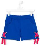 Msgm Kids Lace-up Detail Shorts, Girl's, Size: 14 Yrs, Blue