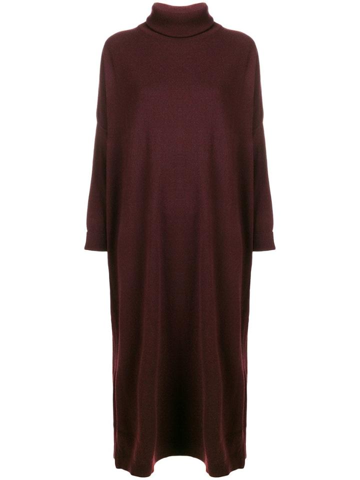 Dusan Roll-neck Sweater Midi Dress - Red