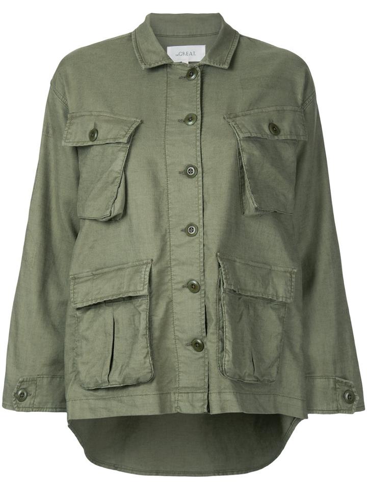 The Great - The Commander Jacket - Women - Cotton/linen/flax/tencel - 0, Green, Cotton/linen/flax/tencel