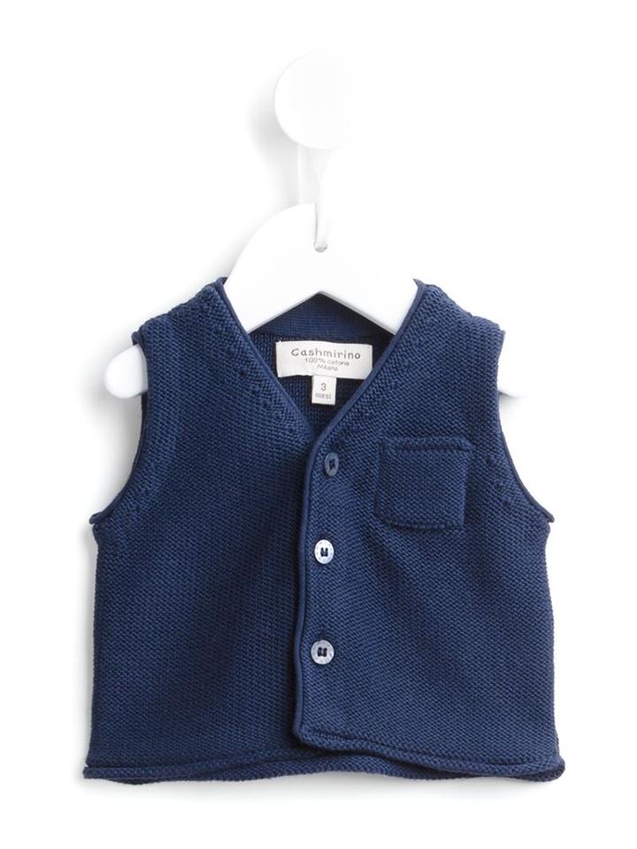 Cashmirino V-neck Gilet, Infant Boy's, Size: 6 Mth, Blue