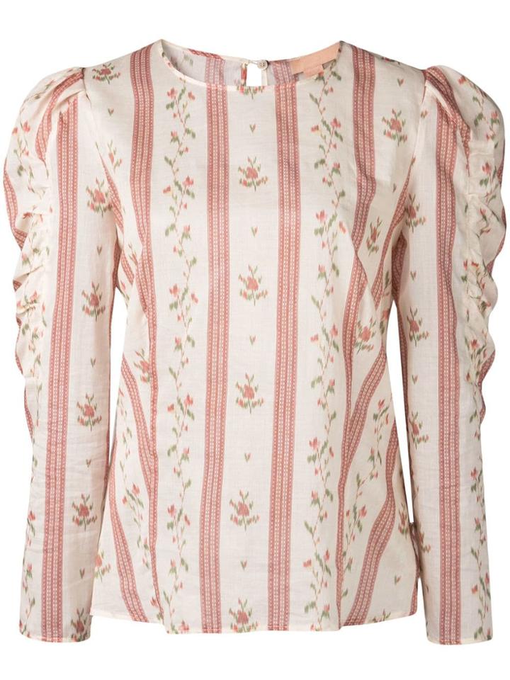 Brock Collection Floral Striped Blouse - Brown