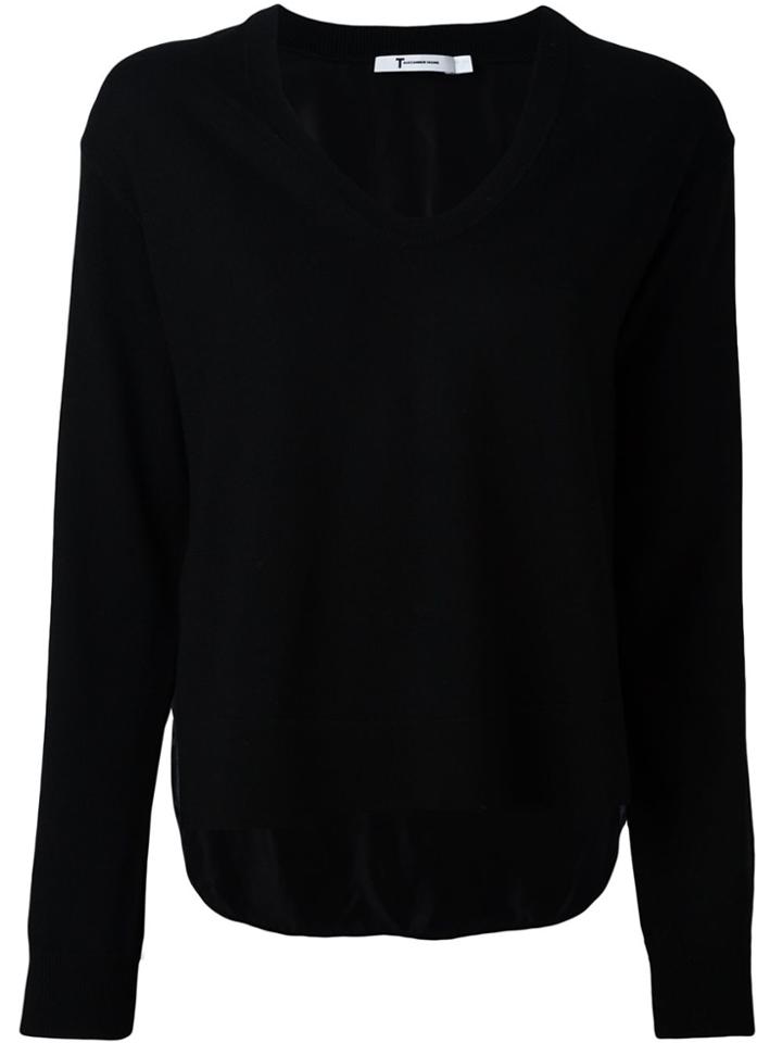 T By Alexander Wang Contrast Panel Jumper - Black