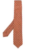 Barba Polka Dot Print Tie - Brown