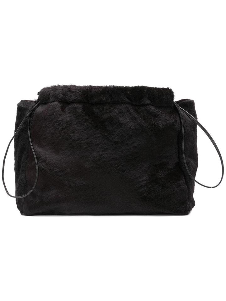 Jil Sander Faux Fur Clutch Bag - Black