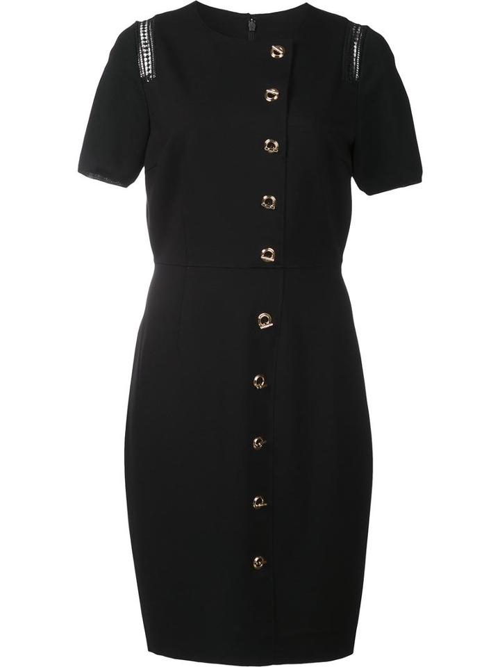 Elie Tahari Dislocated Button Fastening Dress, Women's, Size: 10, Black, Rayon/nylon/spandex/elastane