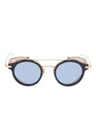 Thom Browne Round Frame Sunglasses, Adult Unisex, Blue, Acetate/metal Other/18kt Gold