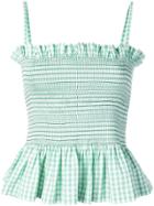 Molly Goddard Check Print Smocked Top - Green