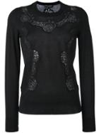 Dolce & Gabbana Lace Insert Jumper, Women's, Size: 42, Black, Silk/cotton/polyamide/cashmere