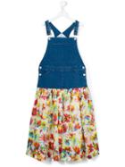 Junior Gaultier Denim And Chiffon Dungaree Mini Me Dress, Girl's, Size: 14 Yrs, Blue