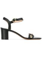 Tila March Chunky Heeled Ruffle Strap Sandals - Black