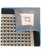 Kiton Damask Print Pocket Square, Blue, Silk