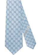 Gucci Gg Pattern Silk Tie - Blue
