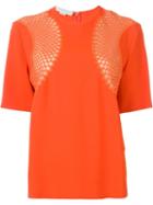 Stella Mccartney Mesh Inset T-shirt, Women's, Size: 40, Yellow/orange, Silk/cotton/viscose/spandex/elastane