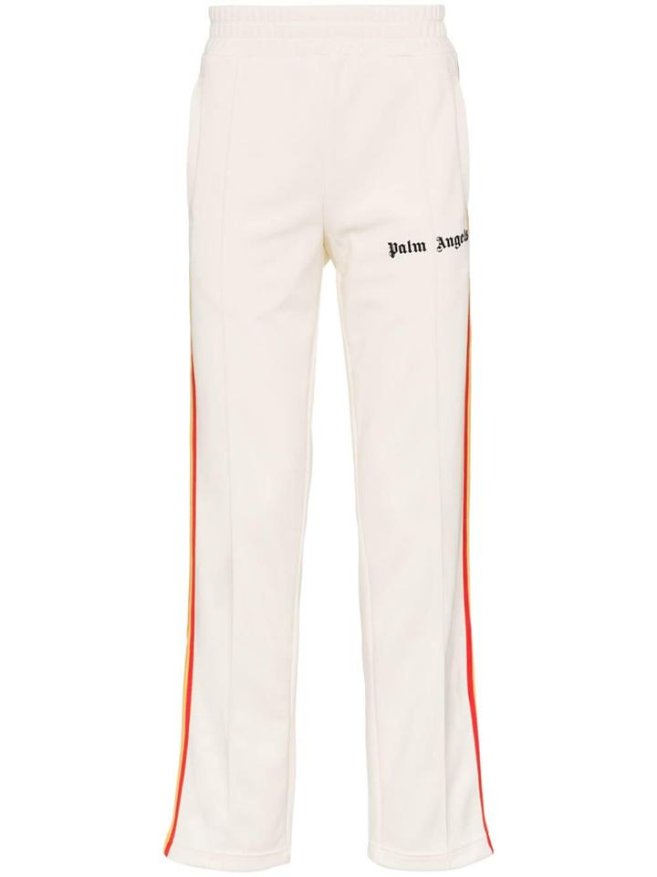 Palm Angels Logo Printed Side Stripe Track Trousers - White