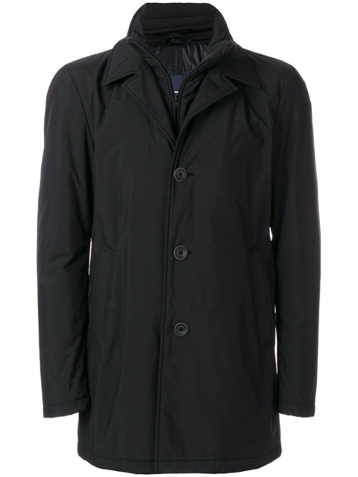 Herno Concealed Buttoned Coat - Black