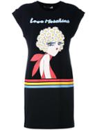 Love Moschino Graphic Print T-shirt Dress, Women's, Size: 42, Black, Cotton/spandex/elastane
