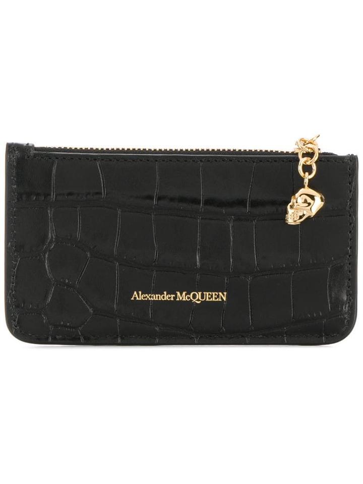 Alexander Mcqueen Snakeskin-effect Logo Wallet - Black