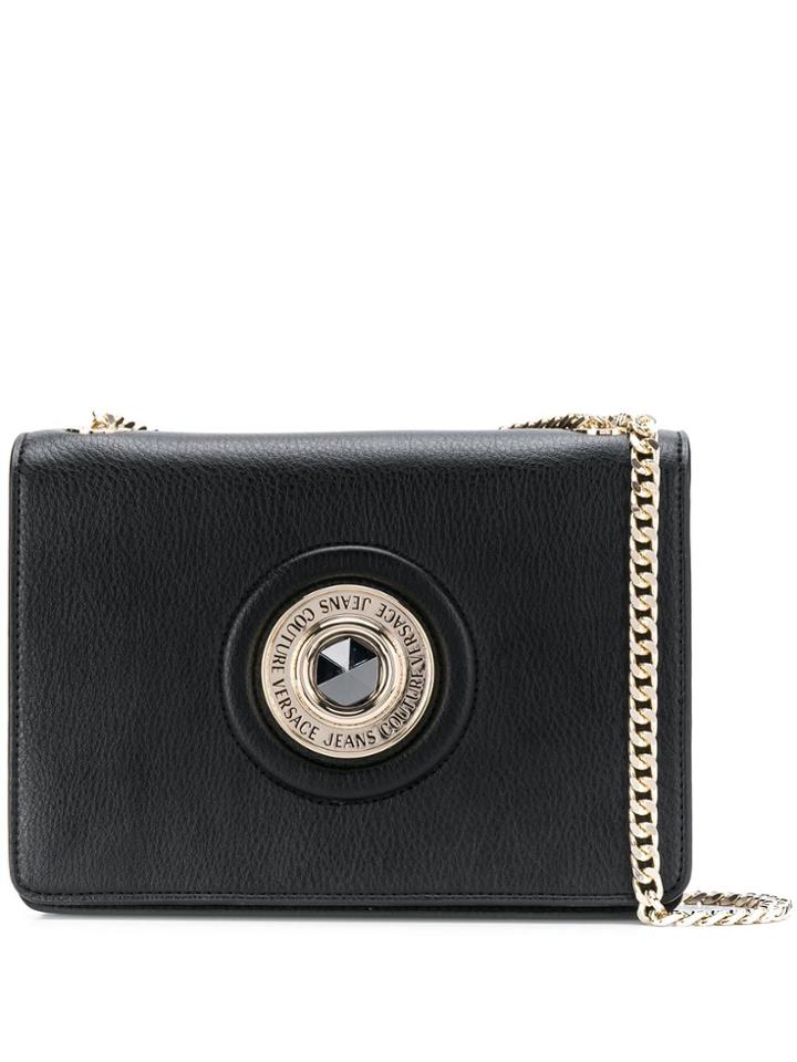 Versace Jeans Couture Round Metal Logo Shoulder Bag - Black
