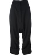 Rundholz Drop-crotch Cropped Trousers, Women's, Size: Large, Black, Virgin Wool