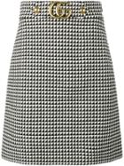 Gucci - Midi A-line Dogtooth Print Skirt - Women - Polyamide/wool - 40, Black, Polyamide/wool