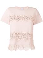 Red Valentino Lace Applique Knitted T-shirt, Women's, Size: Small, Pink/purple, Polyamide/viscose