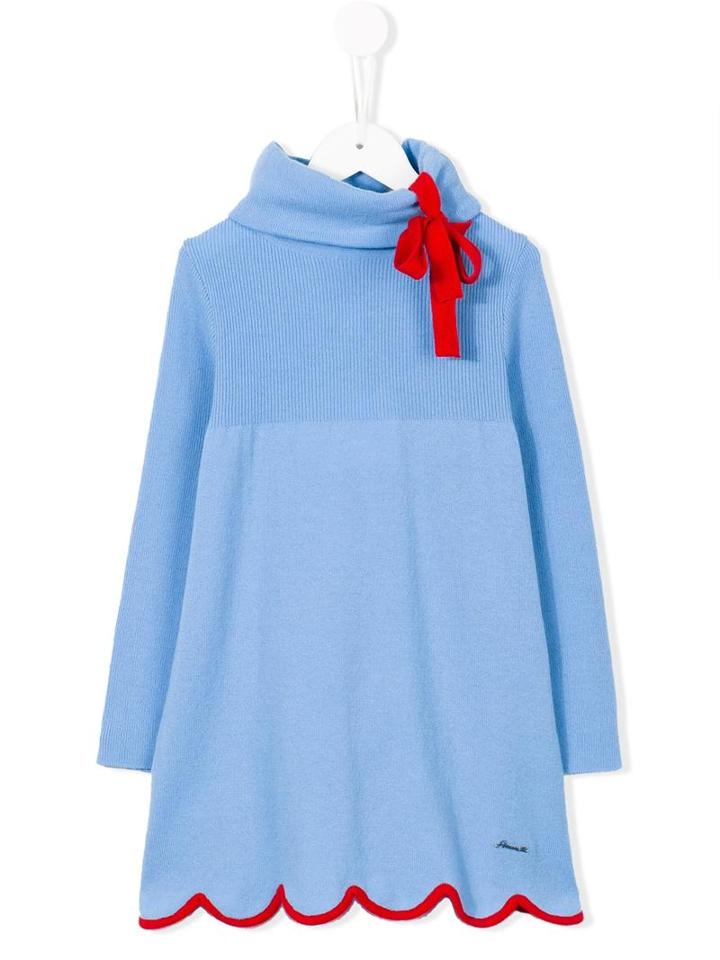 Simonetta Tie Neckline Dress, Toddler Girl's, Size: 4 Yrs, Blue