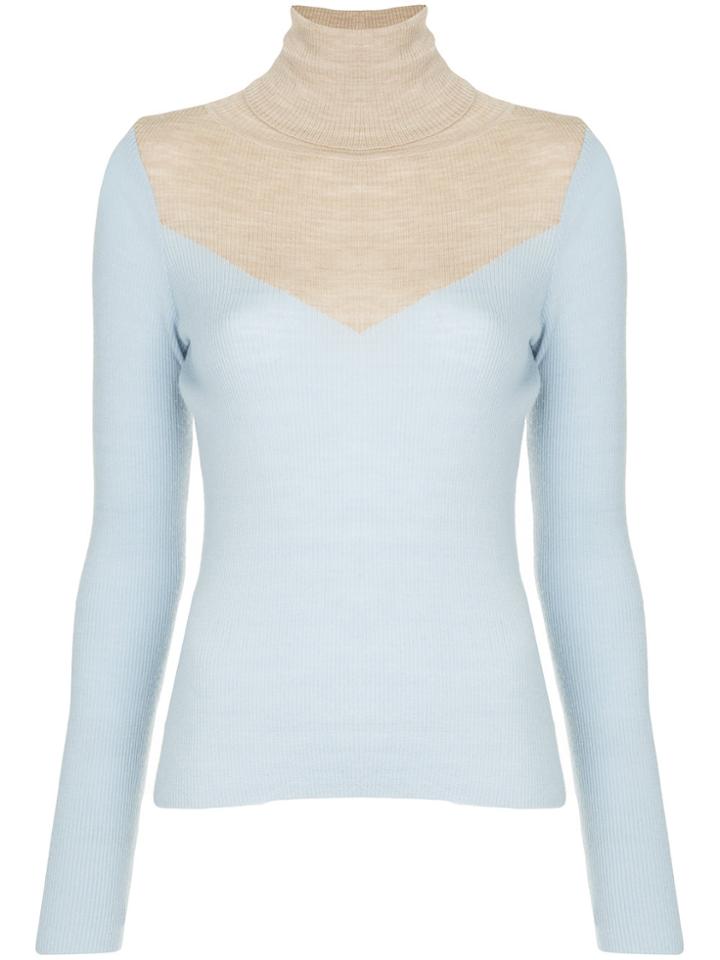 Tu Es Mon Trésor Panelled Turtleneck Sweater - Blue