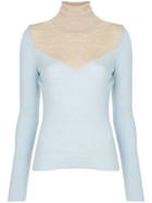 Tu Es Mon Trésor Panelled Turtleneck Sweater - Blue