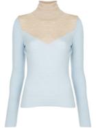 Tu Es Mon Trésor Panelled Turtleneck Sweater - Blue