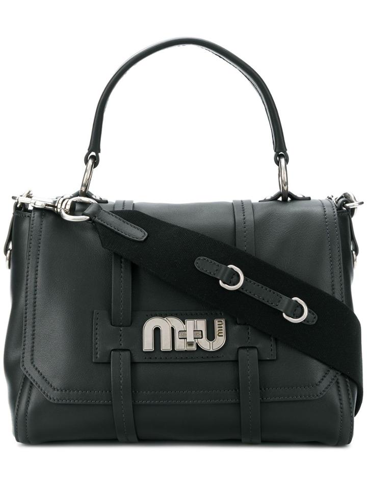 Miu Miu Medium Cartella Logo Tote - Black